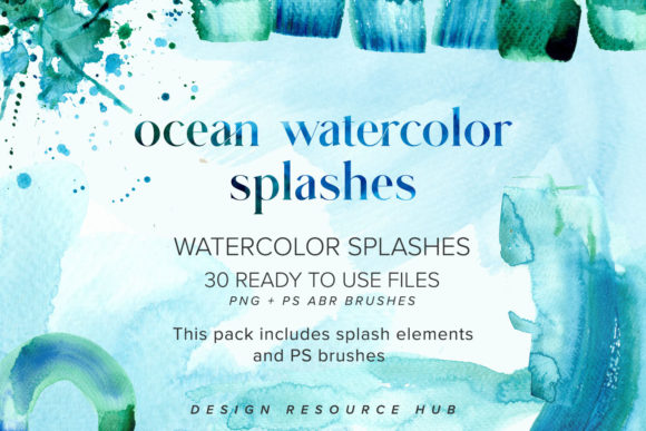 Ocean Watercolor Splash Pack: Elevate Your Designs with Hand-Painted Elements